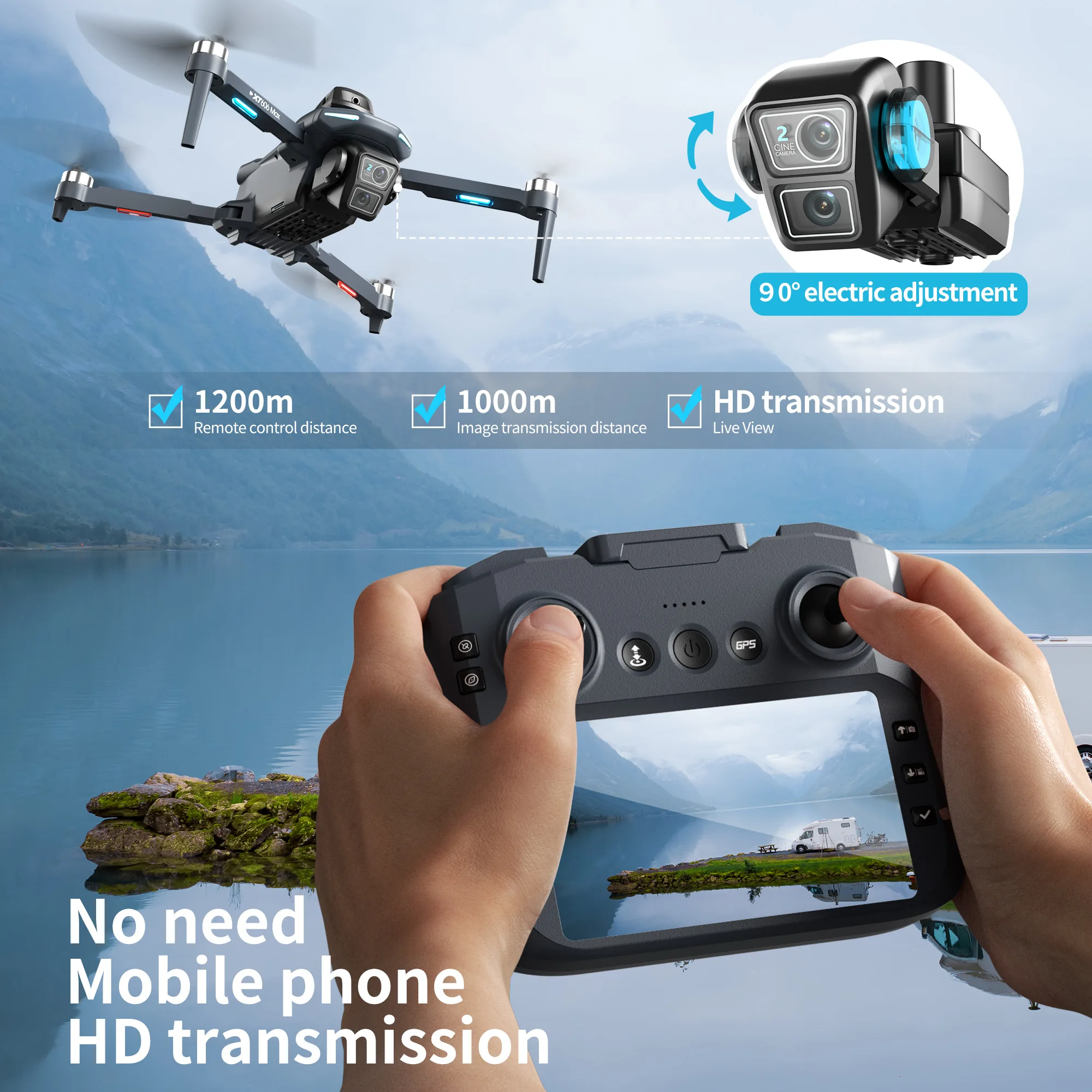 Оригинальный дрон XT606 MAX с  – обзор и цена Drone Gps Mount